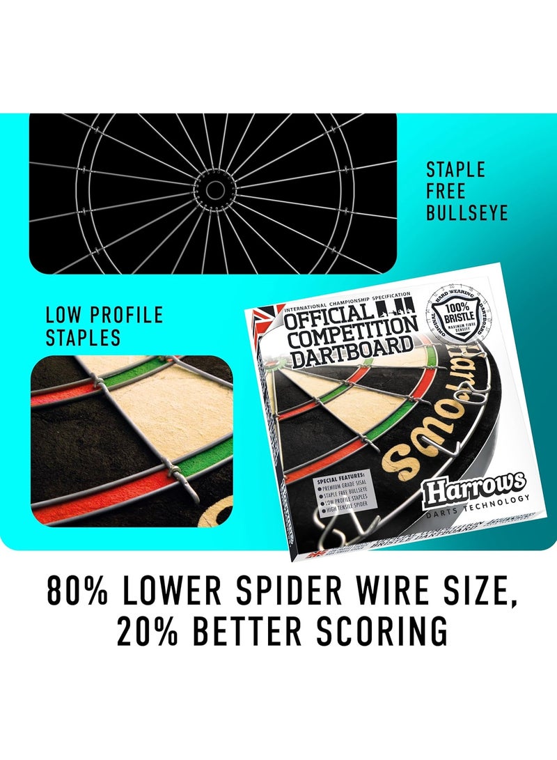 Harrows Official Competition Bristle Dartboard – International Championship Grade | Staple-Free Bullseye & High-Tensile Steel Wiring - Image 3